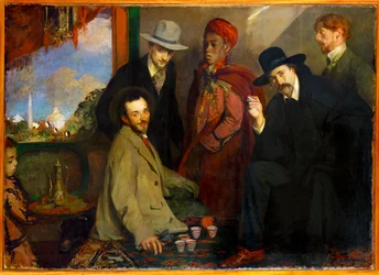 André Gide y sus amigos en el café morisco de la Exposición Universal