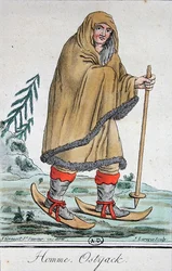 Hombre Ostyak en Esquís