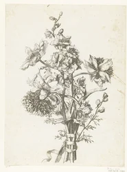 Ramo con anémonas, un jacinto y espuelas de caballero Diverse Fleurs mises en Boucquets (título de la serie)