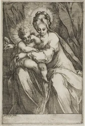 La Virgen y el Niño con una rosa