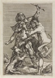 Lucha entre dos mendigos