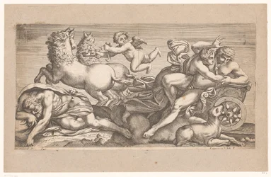 Céfalo llevado por Aurora en su carro Escenas mitológicas después de frescos en el Palacio Farnese en Roma (título de la serie)