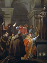 El Papa Nicolás V en la tumba de San Francisco de Asís, pintura de Jacques Blanchard (1600-1638)