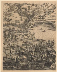 2. Panel inferior central de «El asedio de La Rochelle»