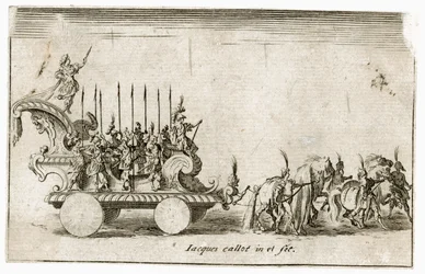 Combat a la barriere: Entrada de su Alteza el Duque Carlos IV, representando el sol ... (grabado)