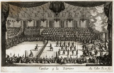 Combat a la barriere: el torneo ... (grabado)