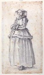 Figura con vestido adornado con piel
