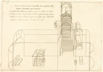 Plano y elevación de la iglesia del Sepulcro de la Madonna