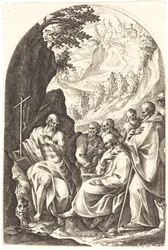 San Jerónimo Instruyendo a sus Discípulos en el Desierto