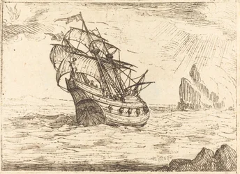 Barco navegando cerca de rocas