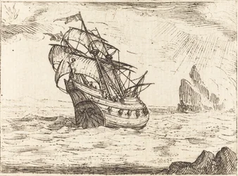 Barco navegando cerca de rocas