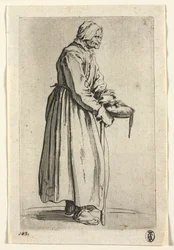 Los mendigos: Mujer mendiga con su cuenco de limosnas, c. 1623