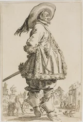 El caballero con manto adornado de piel con las manos detrás de la espalda, de la serie La nobleza de Lorena