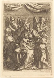 La Sagrada Familia con dos ángeles