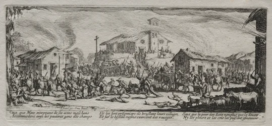 Las grandes miserias de la guerra: Saqueo e incendio de una aldea, 1633