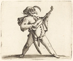 El Comediante Enmascarado Tocando una Guitarra