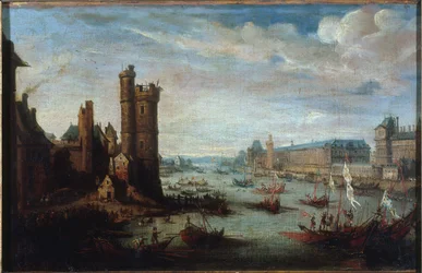 La Tour de Nesle, la Grande Galerie y el Louvre, vistos desde Pont-Neuf, hacia 1630, entre 1625 y 1635 (óleo sobre lienzo)