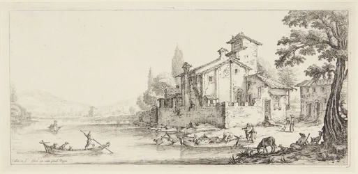 El paseo junto al agua, de la serie Paysages Gravées pour Jean de Médicis, Paysages Dessinés à Florence (Paisajes para Giovanni de Médicis o paisajes diseñados en Florencia)