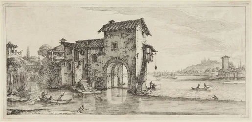 El molino de agua, de la serie Diverse Vedute Designate in Fiorenza (Diversos paisajes diseñados en Florencia)