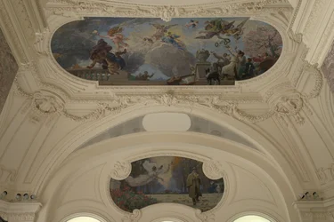 Décoration du pavillon Nord du Petit Palais - Le triomphe de Paris (techo) - París, capital intelectual (Demi-coupole), entre 1913 y 1919 (óleo)