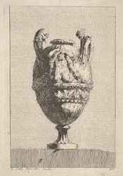 Jarrón con una sirena masculina sosteniendo una guirnalda, de: Jarrones