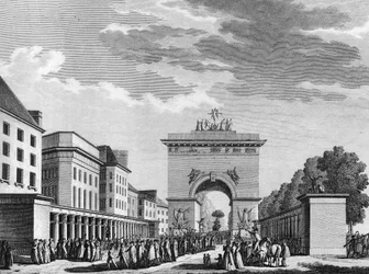 Revolución Francesa: Aceptación de la Constitución del 3 de septiembre de 1791. Grabado de Berthaut después de Swebach. París, Biblioteca del Instituto de Historia de la Revolución
