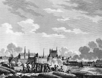 Revolución francesa: Ataque de Nantes por los Vendeanos el 29 de junio de 1793. Grabado de Berthaut después de Swebach. París, Biblioteca del Instituto de Historia de la Revolución