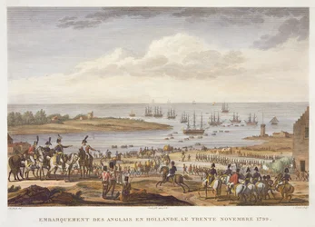 El embarque de los ingleses en Holanda, 30 de noviembre de 1799, grabado por Louis Francois Couche (1782-1849)