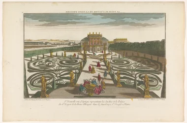 Vista del jardín y palacio de un oficial de la Reina de Hungría en un suburbio de Viena Le palais du gd ecuyer de la reine d