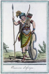 Amazona de África - en "Encyclopedia of Travels" de Grasset St Sauveur, ed. 1796