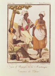 Hombre y mujer negros de Martinica bailando 