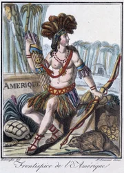 Frontispicio de América - en “Enciclopedia de los viajes” de Grasset St Sauveur, ed. 1796
