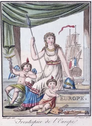 Frontispicio de Europa - en "Enciclopedia de Viajes" por Grasset St Sauveur, ed. 1796