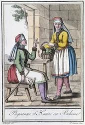 Campesina de Hanac, en Bohemia (Checoslovaquia) - en "Encyclopedia of travels" de Grasset St Sauveur, París