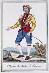 Campesino del Cantón de Lucerna (Suiza) - en "Enciclopedia de Viajes" por Grasset St Sauveur, ed. 1796