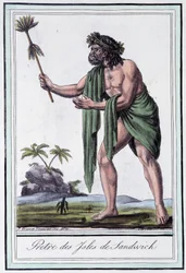 Sacerdote de las islas Sandwich - en Encyclopédie des voyages por Grasset Saint Sauveur, ed. París 1796