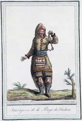 Salvaje de la Bahía de Hudson (Canadá) - en "Enciclopedia de Viajes" por Grasset St Sauveur, ed. 1796