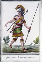 Guerrero del río Amazonas - en “Encyclopedia of Voyages” de Grasset St Sauveur, ed. 1796
