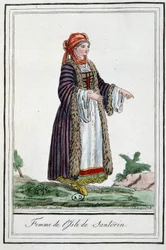 Mujer de la isla de Santorini