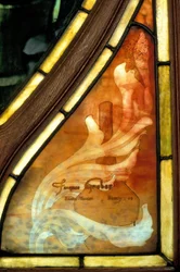 Nancy (departamento 54), Art Nouveau, Cámara de Comercio y Bolsa, Firma de un vitral por Jacques Gruber (1870-1936)