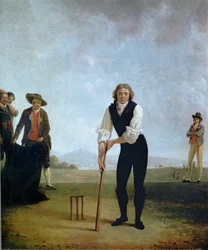 Thomas Hope jugando al críquet (óleo sobre lienzo)