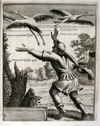 Ilustración grabada del siglo XVII de una colección de proverbios. París 1657-1663. Por Jacques Lagniet (1620-1675). Grabador francés. De él son numerosos grabados de crítica social y cuadros de burla como sus ilustraciones a veces grotescas y fantásticas