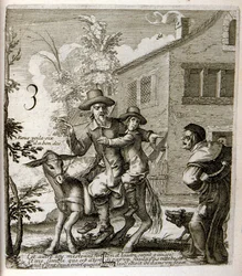 Ilustración de fábulas de Jean de La Fontaine (grabado