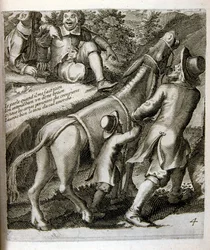 Ilustración de fábulas de Jean de La Fontaine (grabado