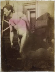 Estudio de un modelo masculino desnudo en el estudio de Jacques de Lalaing