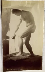 Estudio de un modelo de desnudo masculino en el estudio de Jacques de Lalaing