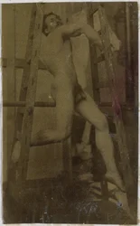 Estudio de un modelo de desnudo masculino en el estudio de Jacques de Lalaing