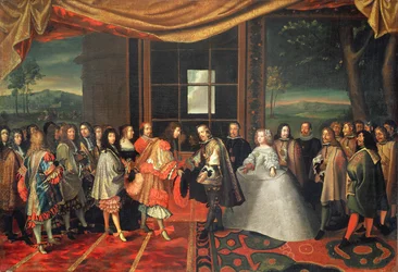 Encuentro entre Luis XIV y Felipe IV en la Isla de los Faisanes, 7 de noviembre de 1659 (óleo sobre lienzo)