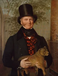 Retrato de Edward Cross, sosteniendo un cachorro de león, 1838