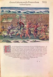 Los Franceses Ayudan a los Indios en la Batalla, de 